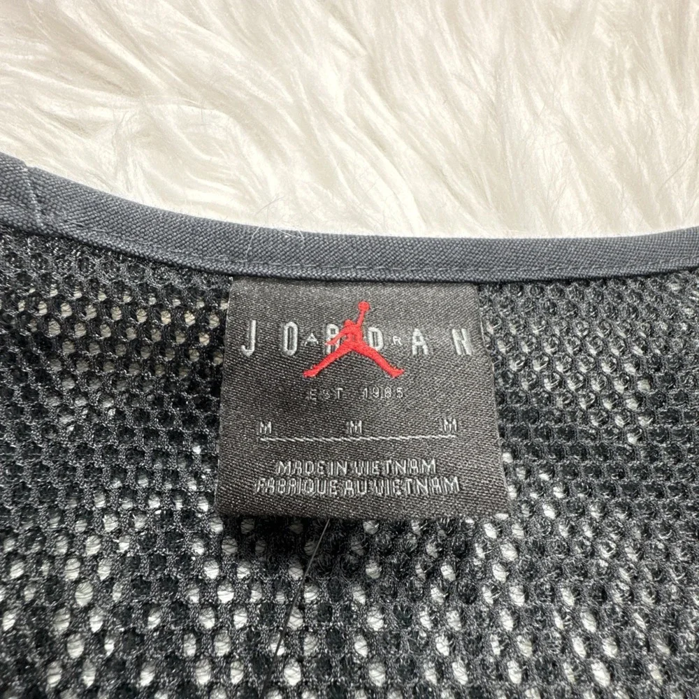 JORDAN Essentials Canvas Mesh Vest Men Medium M Black Full Zip Pockets‎ New $140